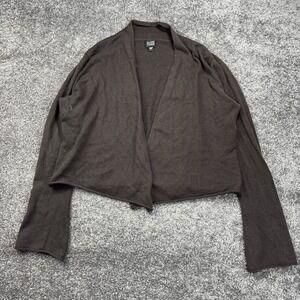 Eileen Fisher Open Front Cardigan Sweater Womens Large Brown Silk Cashmere Knit